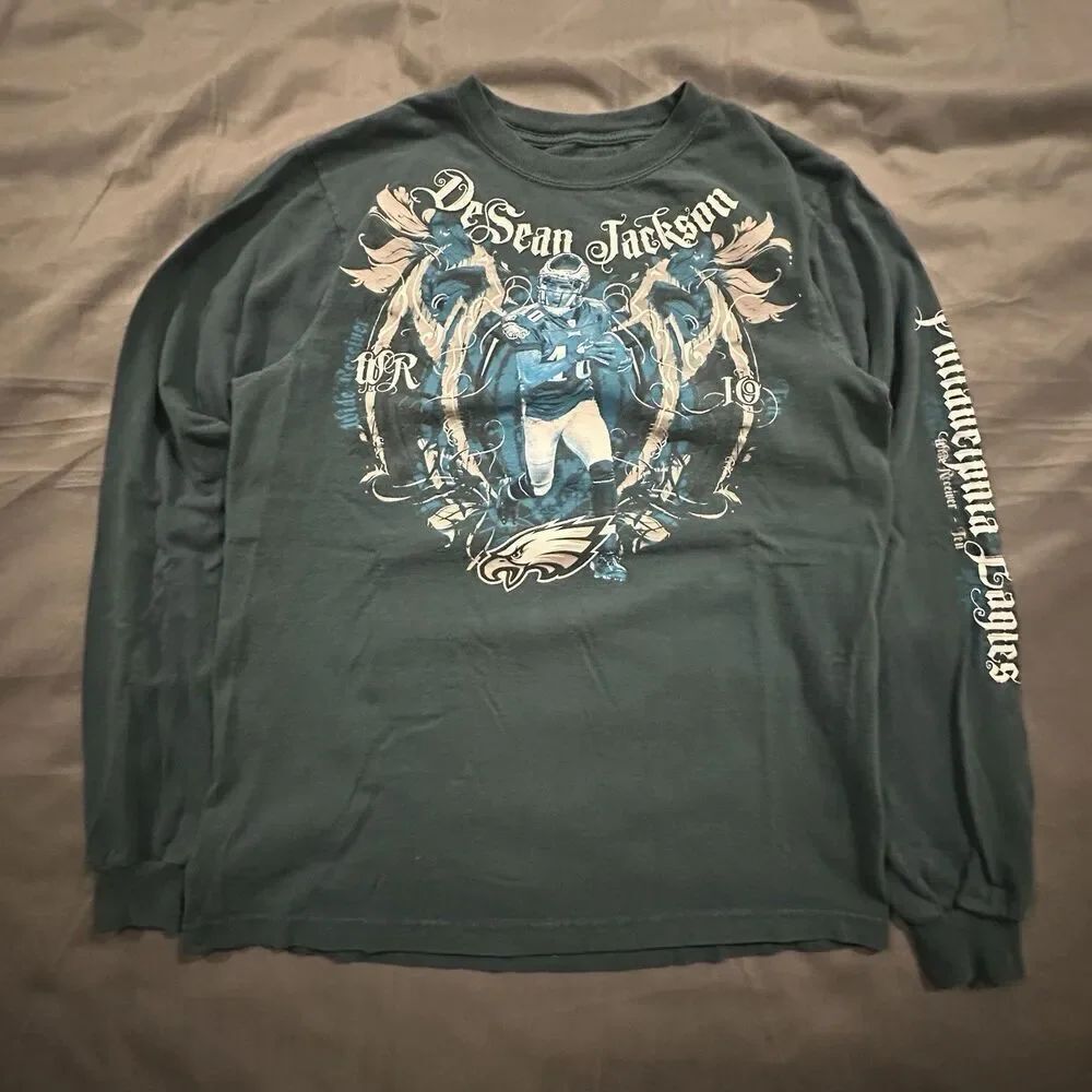 Philadelphia Eagle Desean Jackson Shirt Mens M Long Sleeve Graphic Y2K Green